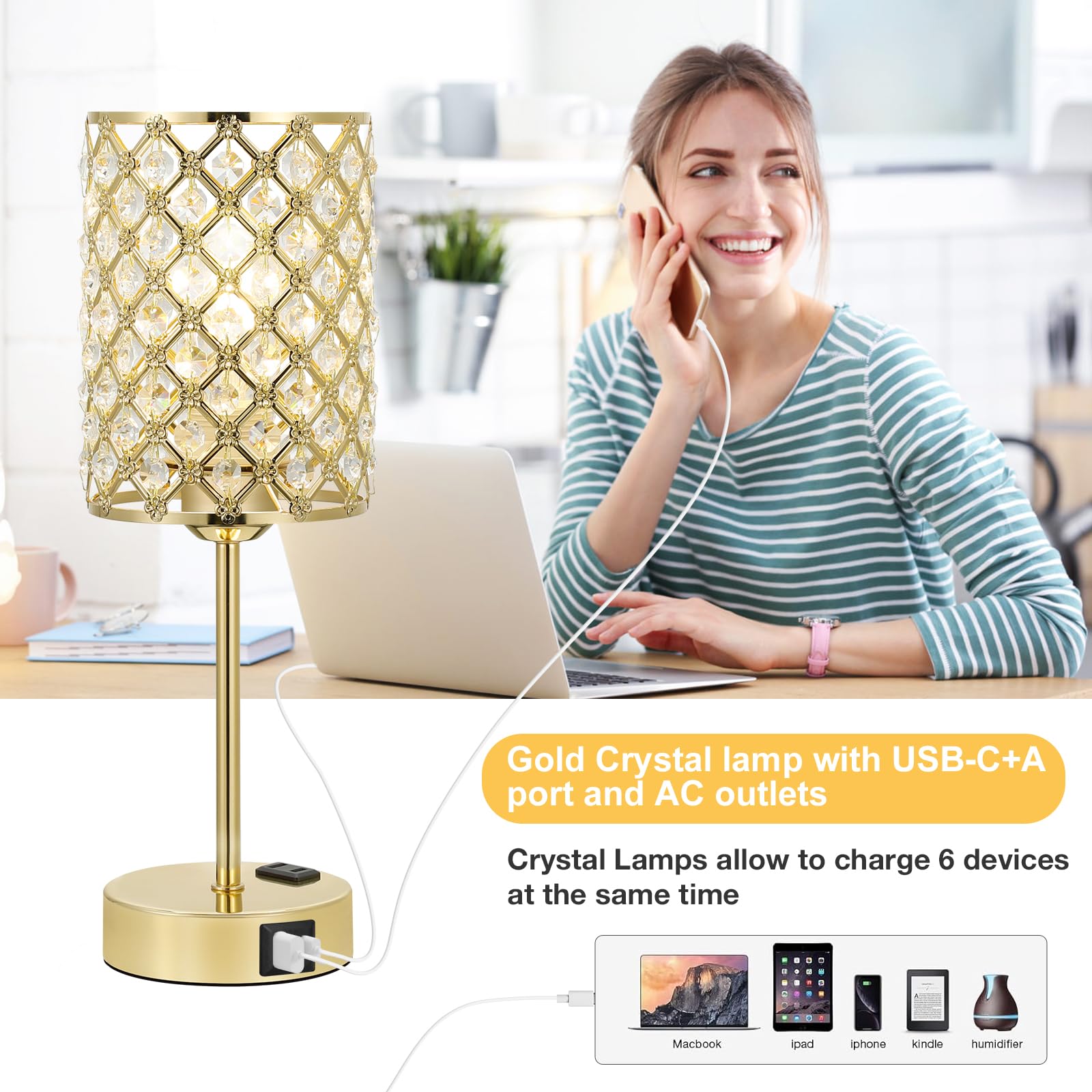 Hong-In bedside lamp with touch control for convenient night lighting