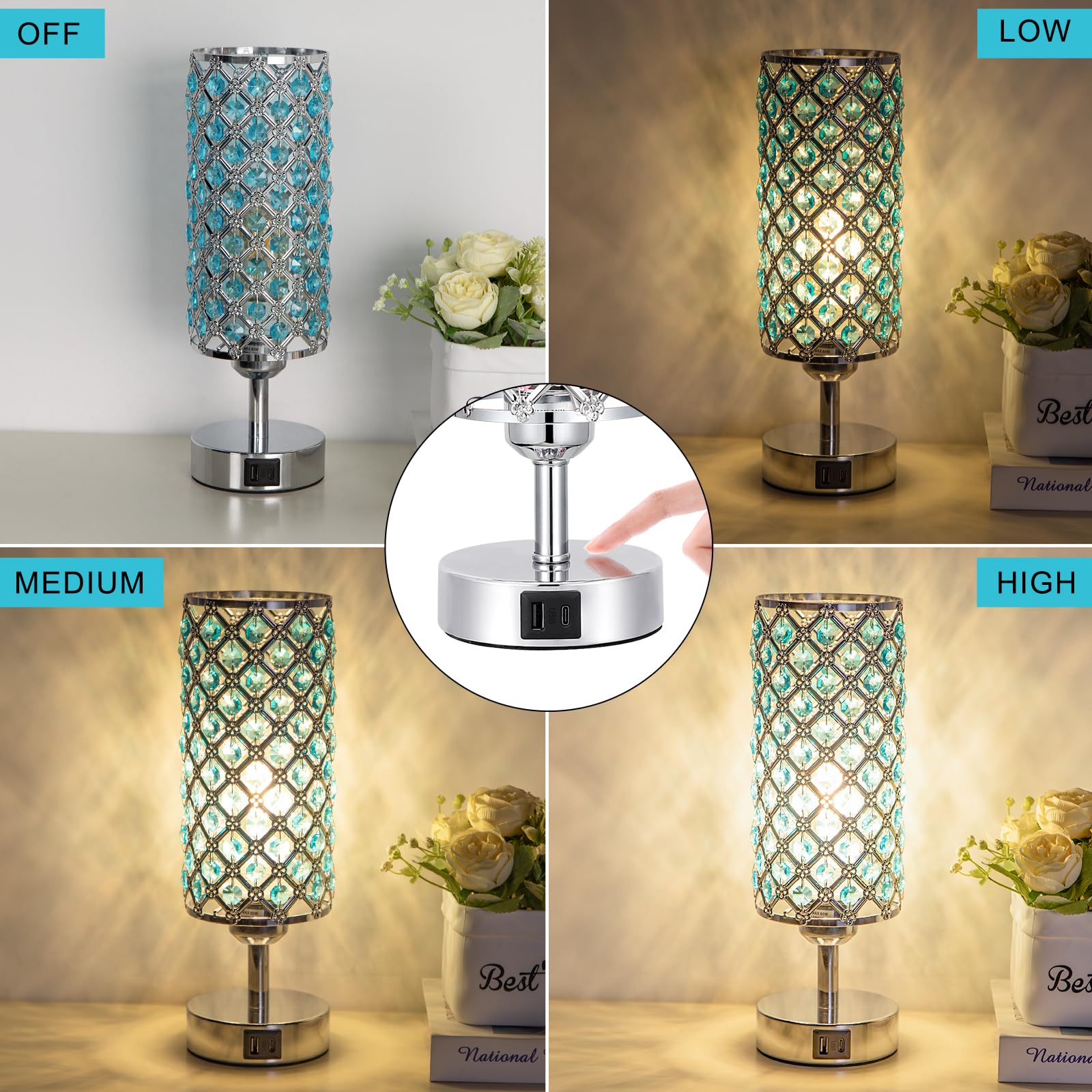 Hong-in lamp with USB ports for convenient device charging