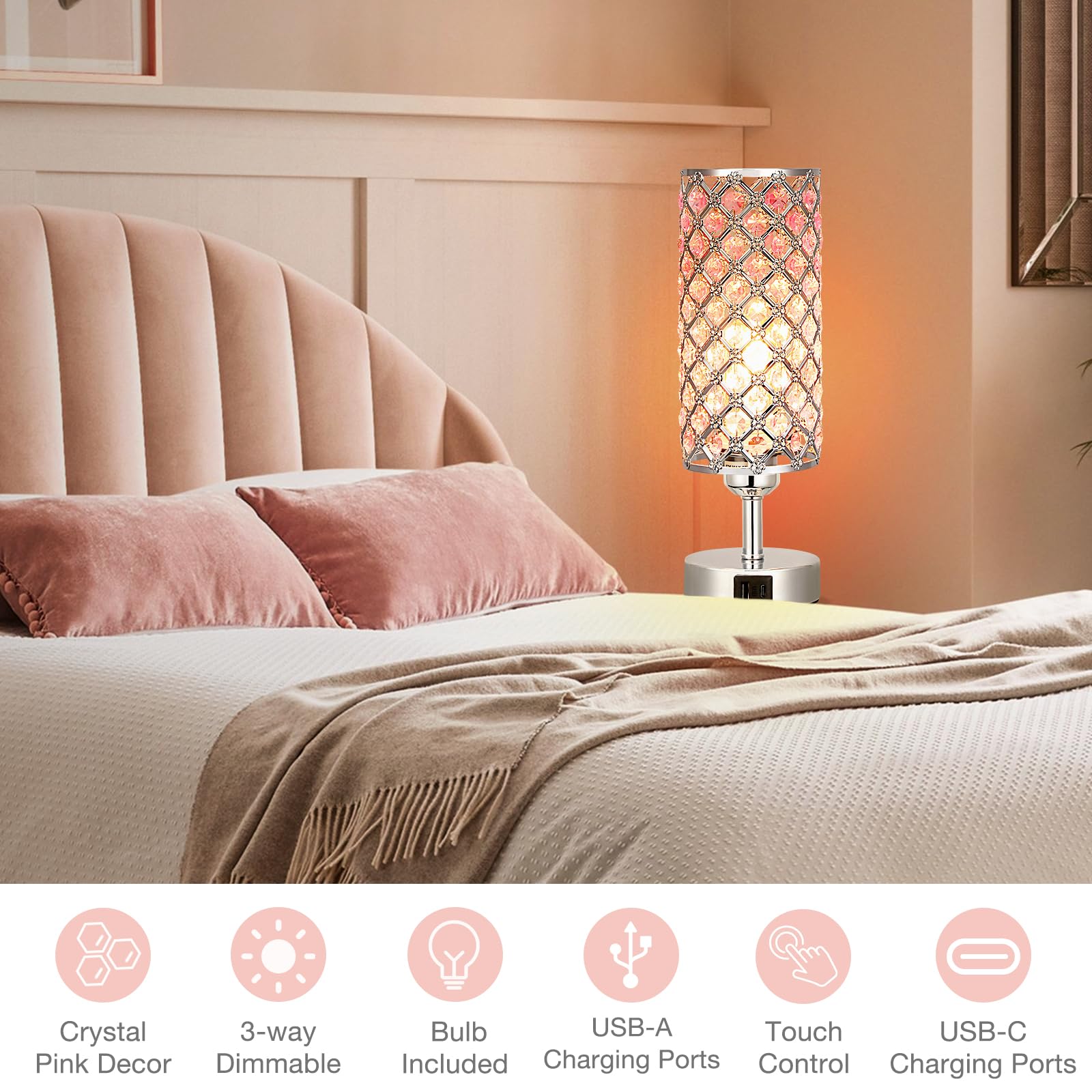Hong-in crystal lamp enhances living room ambience.