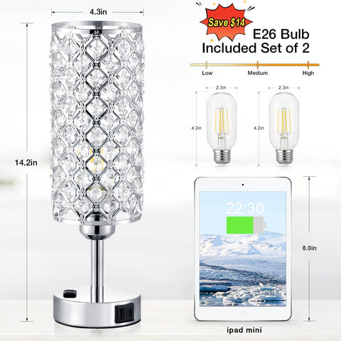 Two included E26 LED bulbs for flicker-free warm illumination
