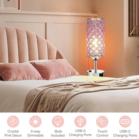 Hong-in Crystal Lamps come with 60W E26 bulbs for a cozy glow