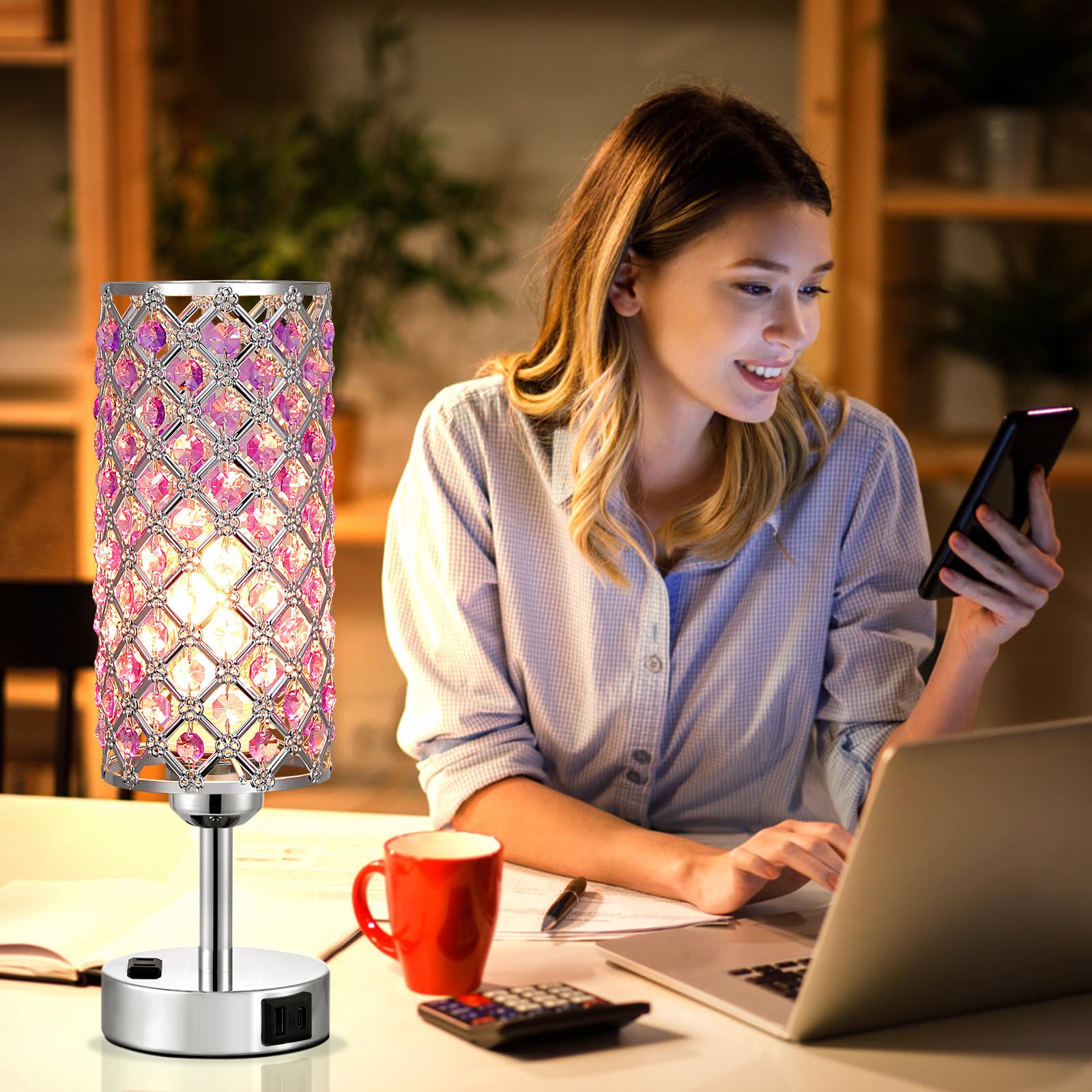 Hong-in Crystal Lamps set enhances living room or bedroom ambiance