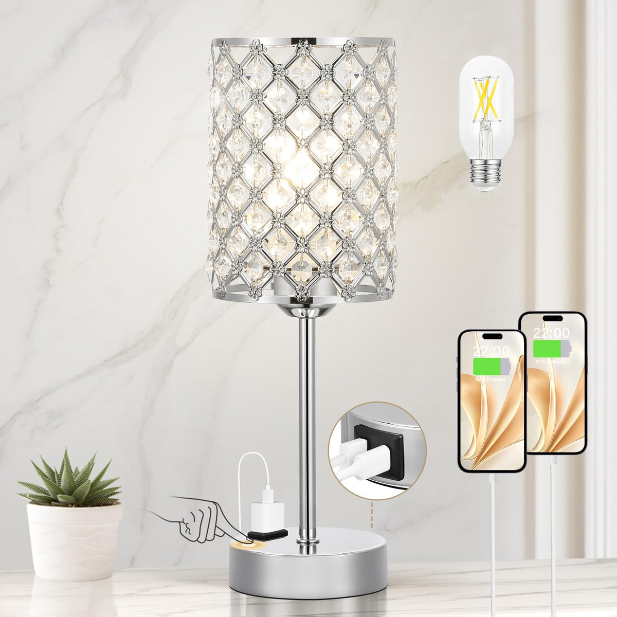 Hong-in crystal table lamp with rainbow refraction when off for stylish ambience