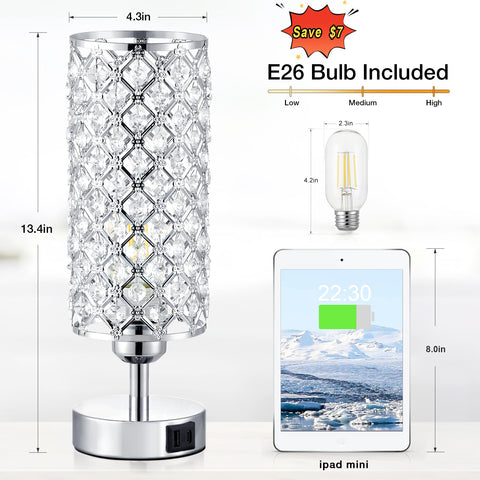 Hong-in Crystal Touch Lamp 3-way dimming lets you tailor brightness