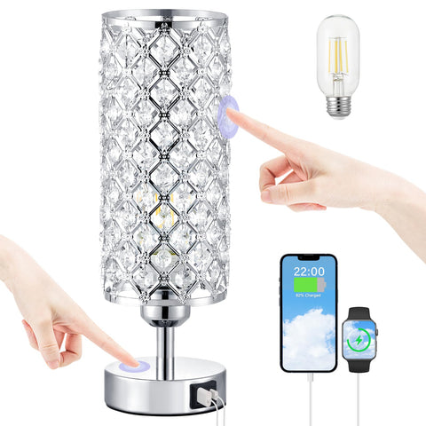 Hong-in Crystal Touch Lamp base with sparkling silhouette for ambient bedside lighting