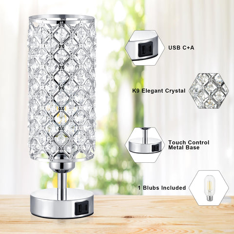 Hong-in Crystal Touch Lamp decorative piece adds modern elegance to any space