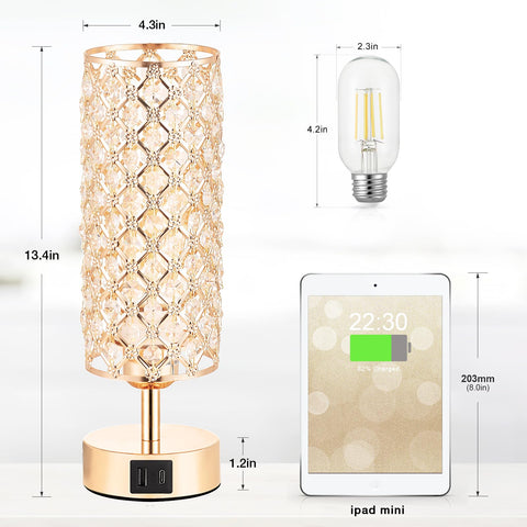 Hong-in crystal lamp with warm 3000K glow and crystal detail.