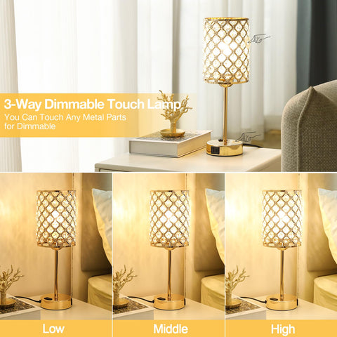 Hong-in Gold Lamps 3 way touch control for easy brightness and mood lighting.
