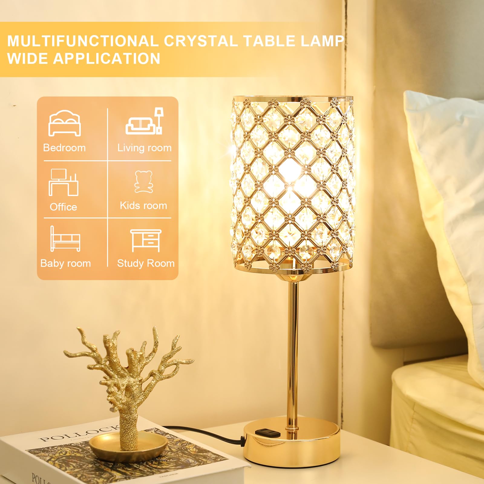 Hong-in Gold Lamps includes flicker free E26 LED bulb for safe use.