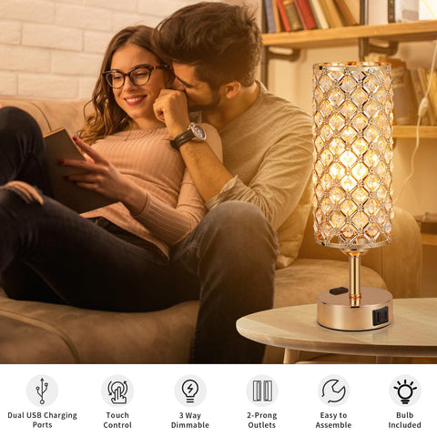 Hong-in Gold Lamps Set 2 AC outlet for multi device charging