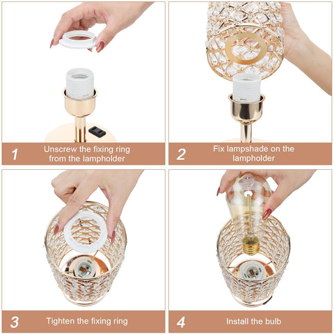 Hong-in Gold Lamps Set 2 crystal base and gold finish for luxury appeal