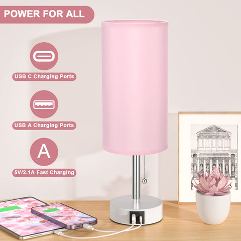 Hong-in Pink Bedside Lamp includes 6W LED bulb for efficient lighting