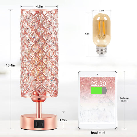 Hong-in sturdy metal crystal base lamp that stays stable on nightstands.