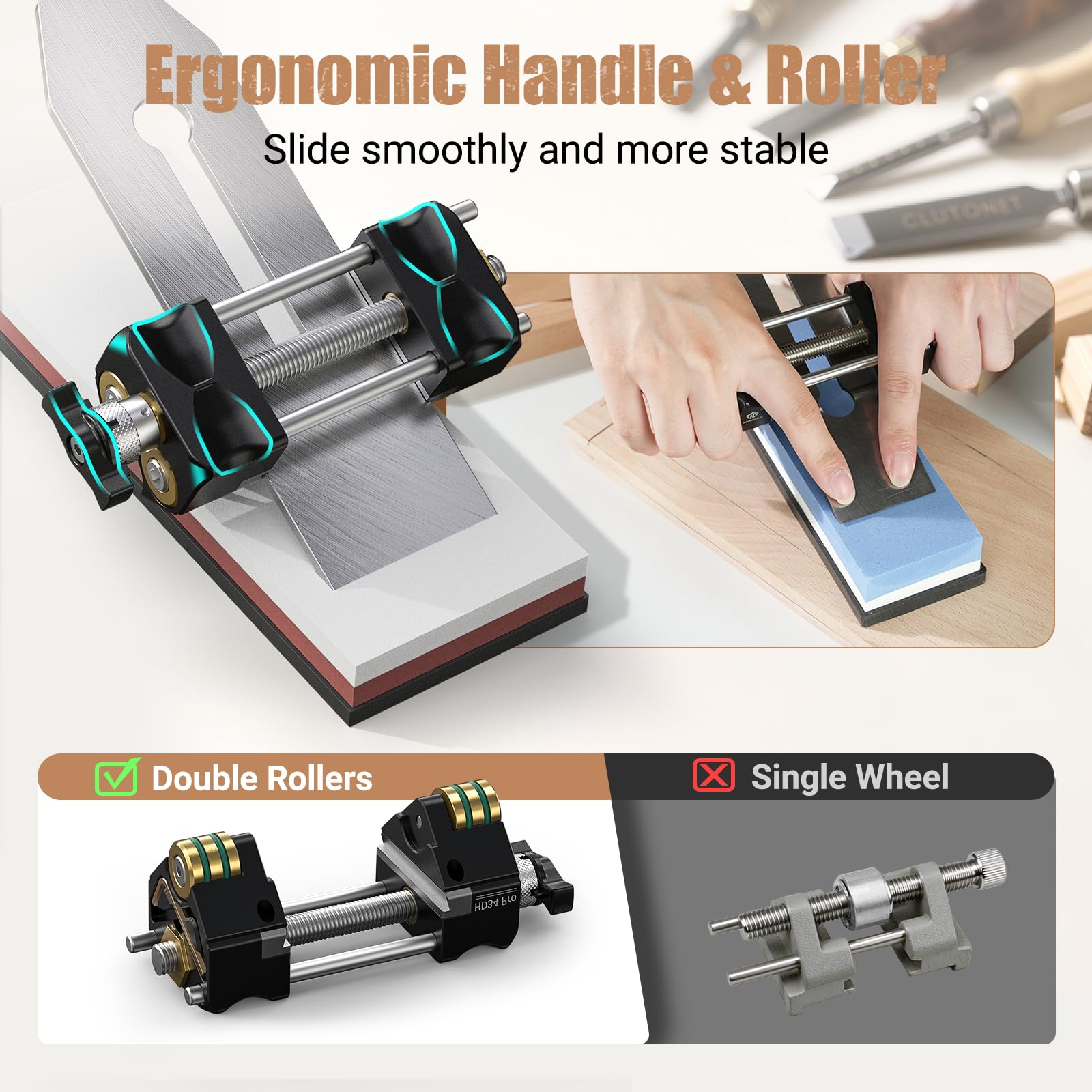 HONGDUI dual brass rollers delivering stable bevels