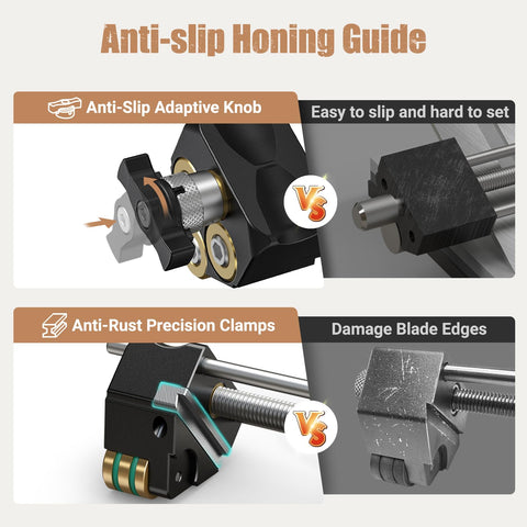 HONGDUI ergonomic anti-slip knob keeps blades secure during sharpening