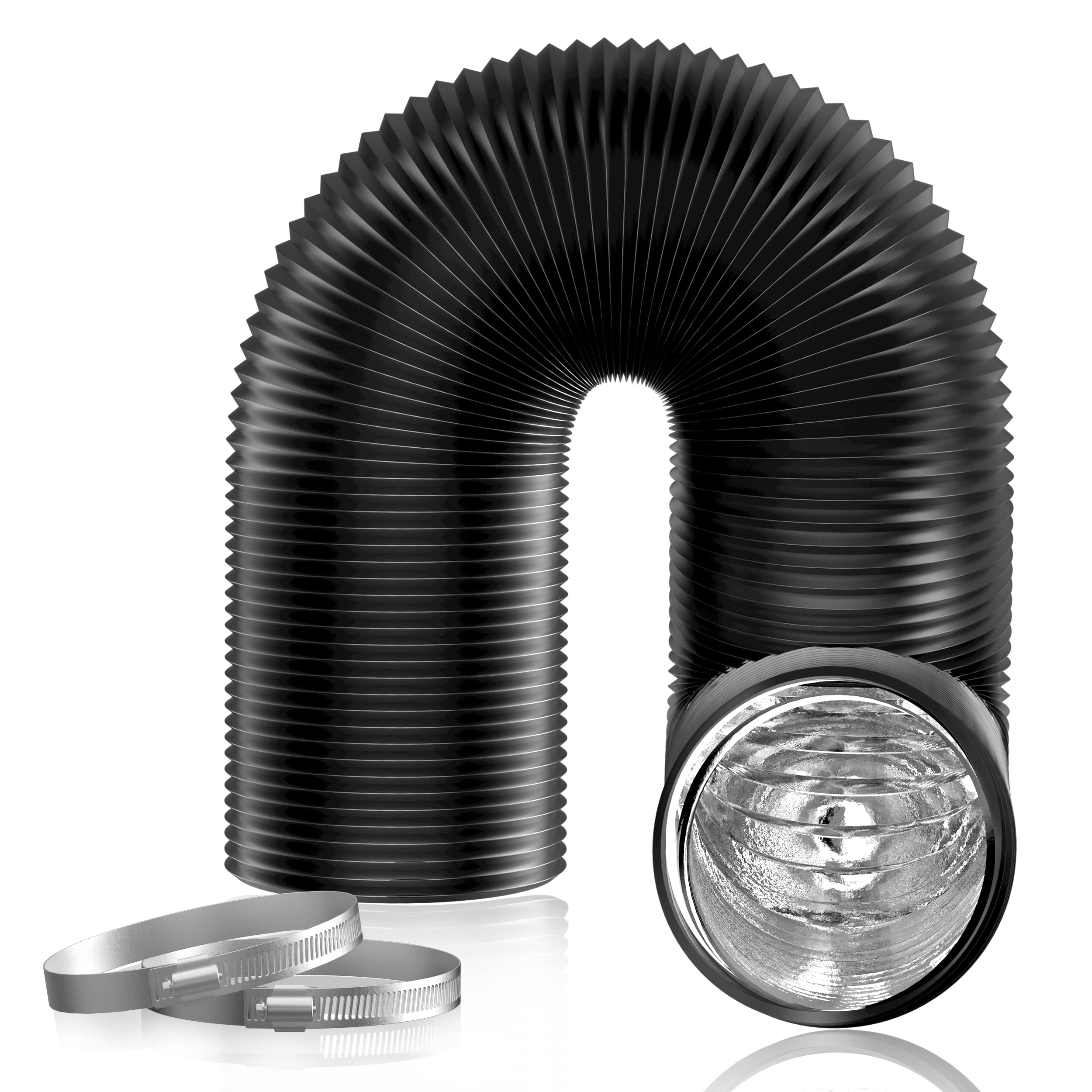 Hon&Guan 8-inch ducting in black blends with equipment and ducts.