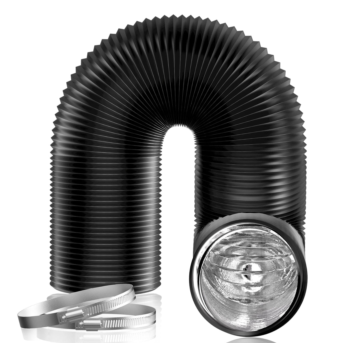 Hon&Guan 3 inch ducting with silencer reduces fan noise for quieter operation.