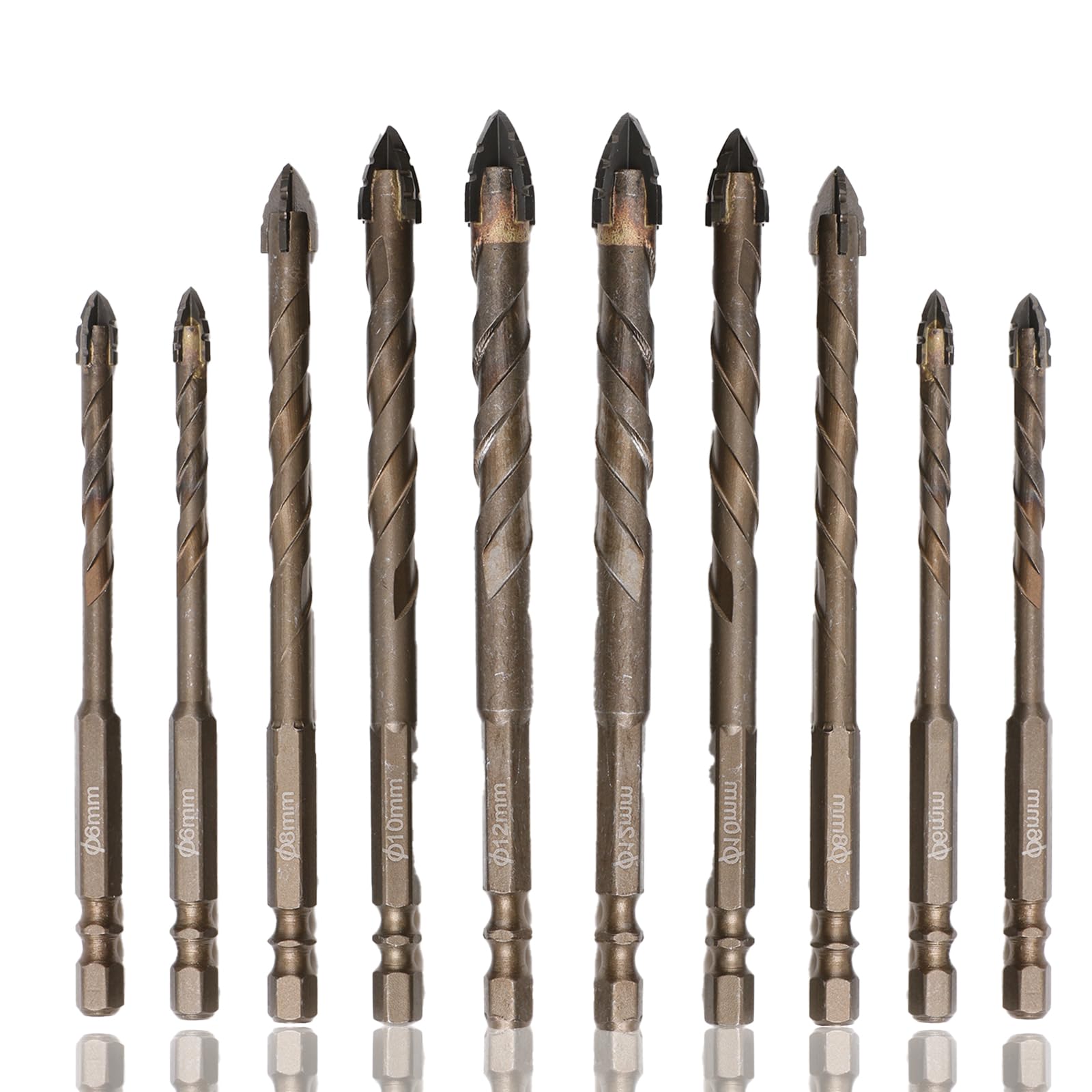 Honkdtyun four-edged serrated drill bit set for precise holes across materials.