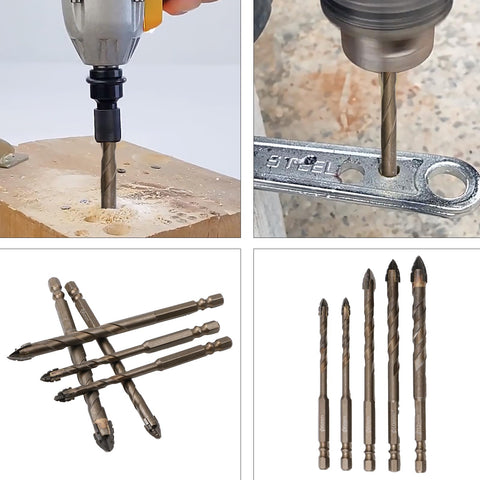 Honkdtyun multi-material drill bits for stone, glass, concrete, wood, brick, and metal.