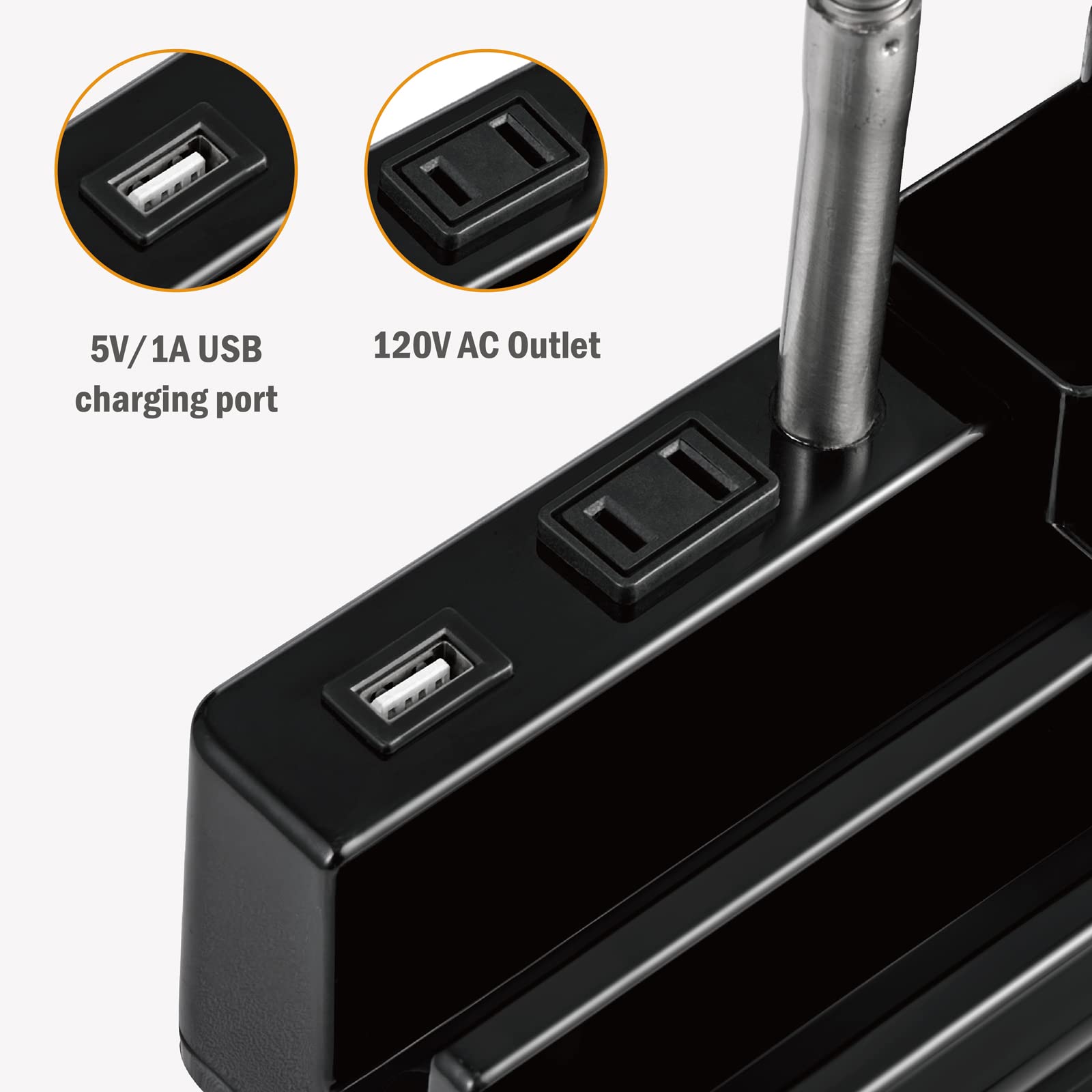Base storage area on HonoDing E26 lamp for pens and small accessories
