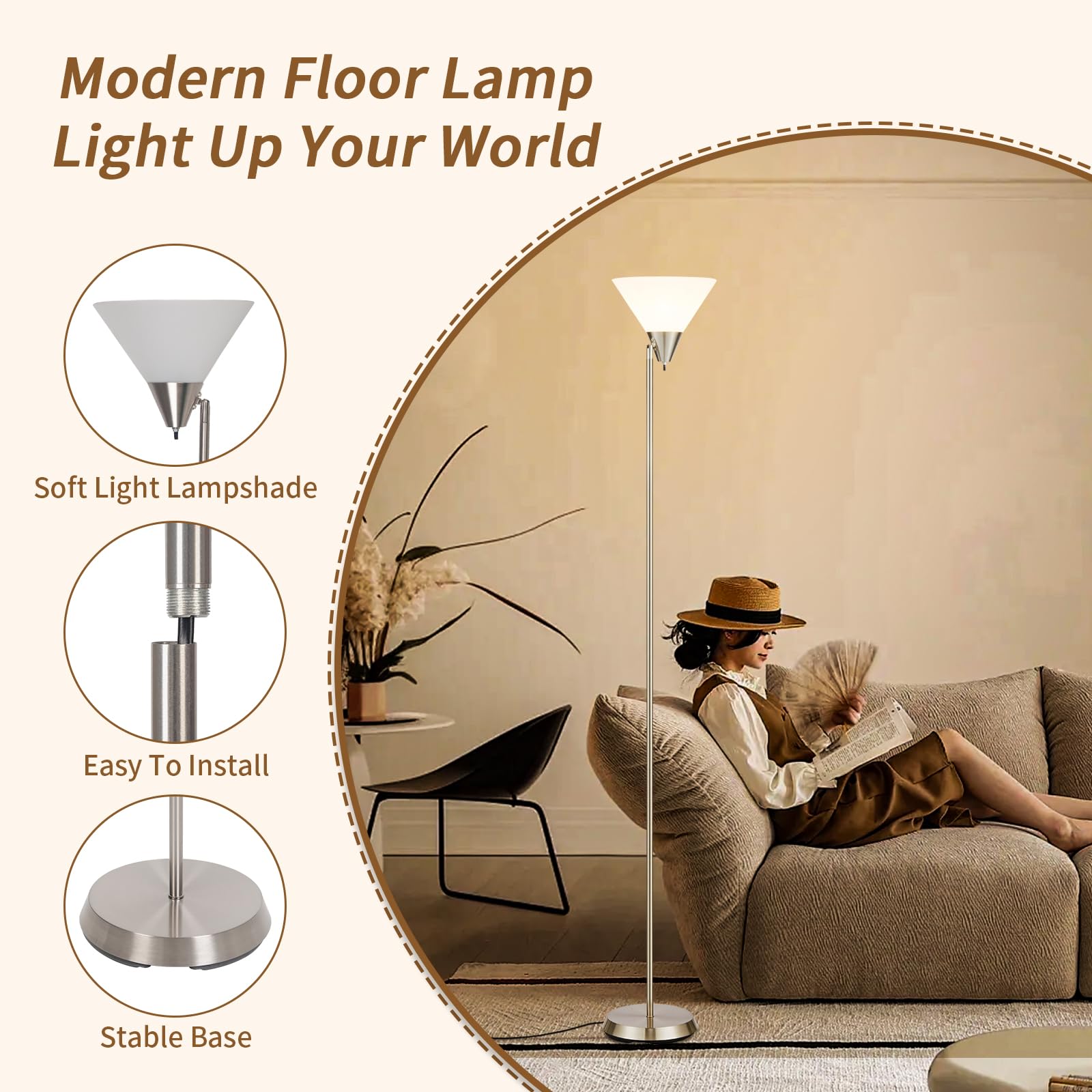 HonoDing floor lamp in reading mode with adjustable head