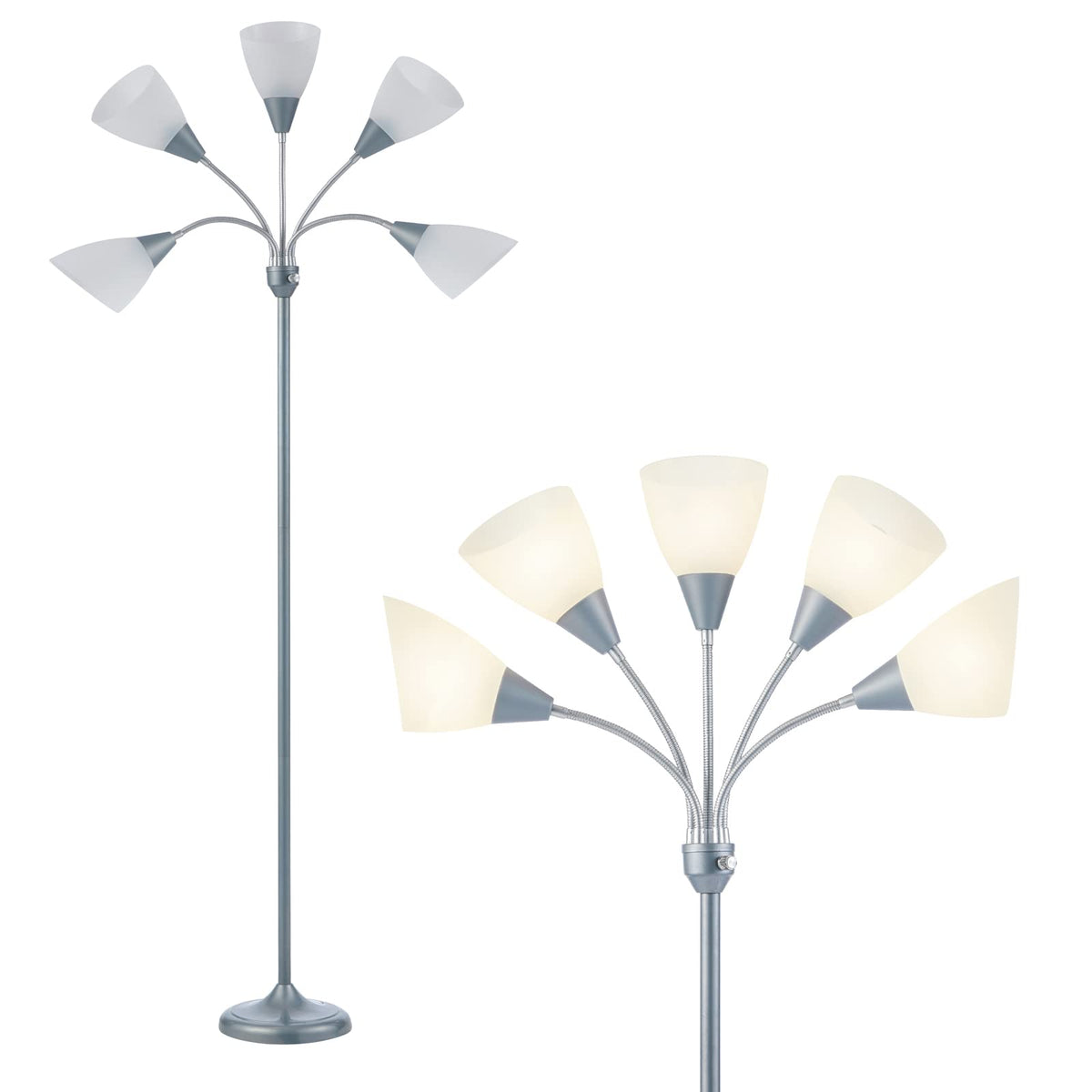 HonoDing Medusa 5-heads floor lamp provides versatile overhead lighting for living spaces.