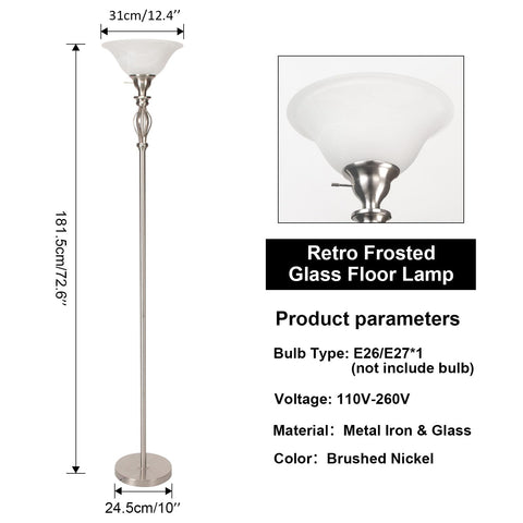 Tall 71.5-inch torchiere lighting for corner spaces and open rooms.