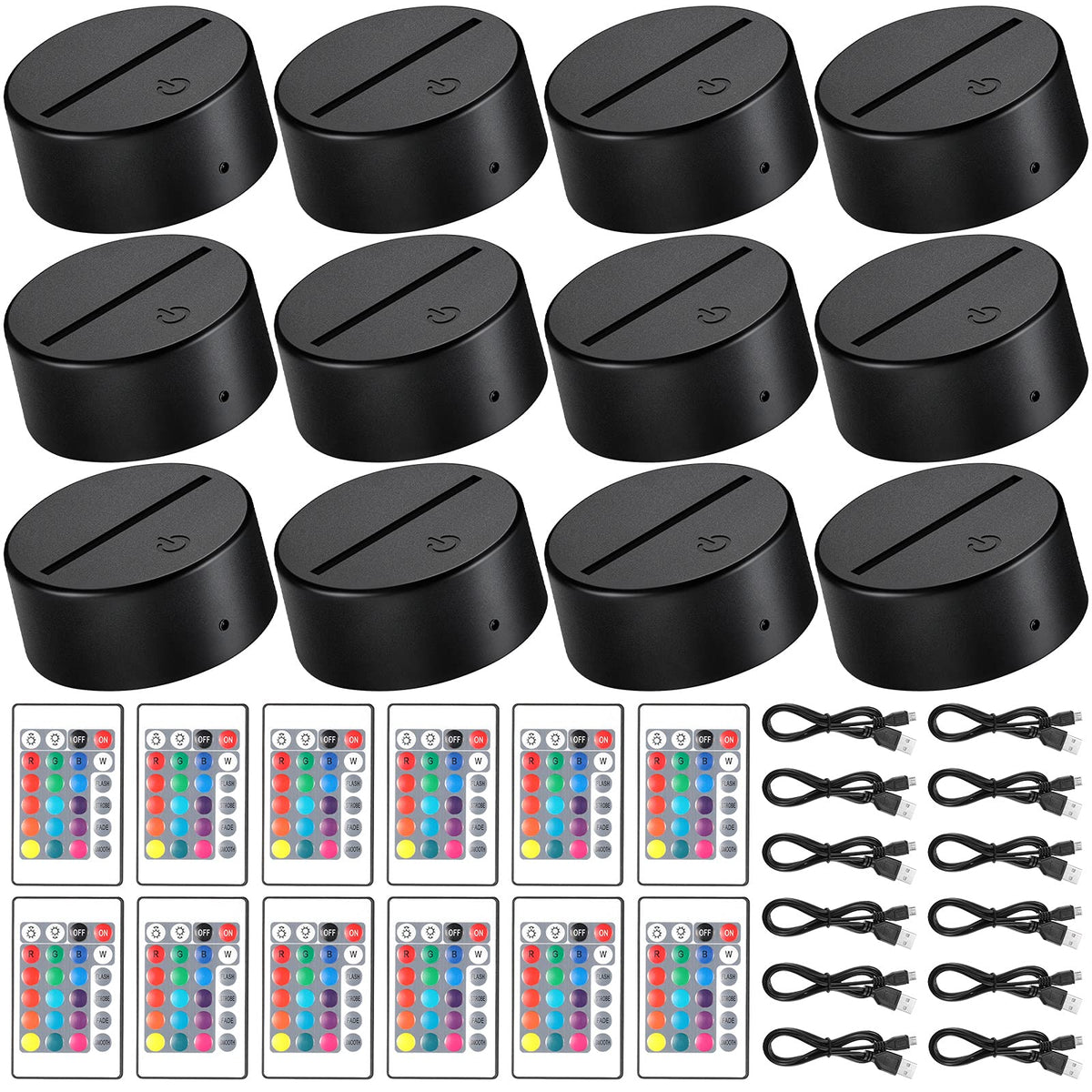 Honoson 12-sets 3D night LED light base with 16 colors for vibrant artwork display.