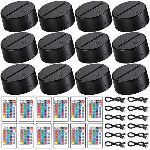 Honoson 12-sets 3D night LED light base with 16 colors for vibrant artwork display.