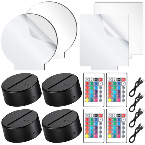 Honoson 4-piece night light base with soft glow showcasing engraved acrylic art