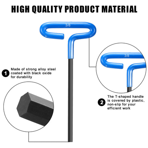 Honoson blue T-handle hex key 1/8 inch designed for durable use