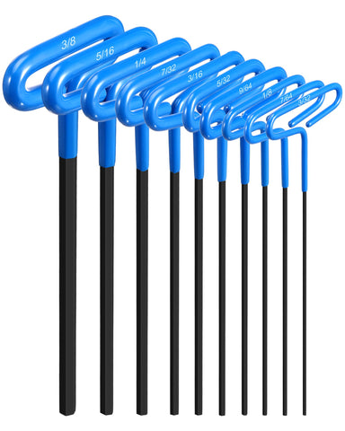 Honoson blue T-handle hex key 3/32 in use for precise tightening