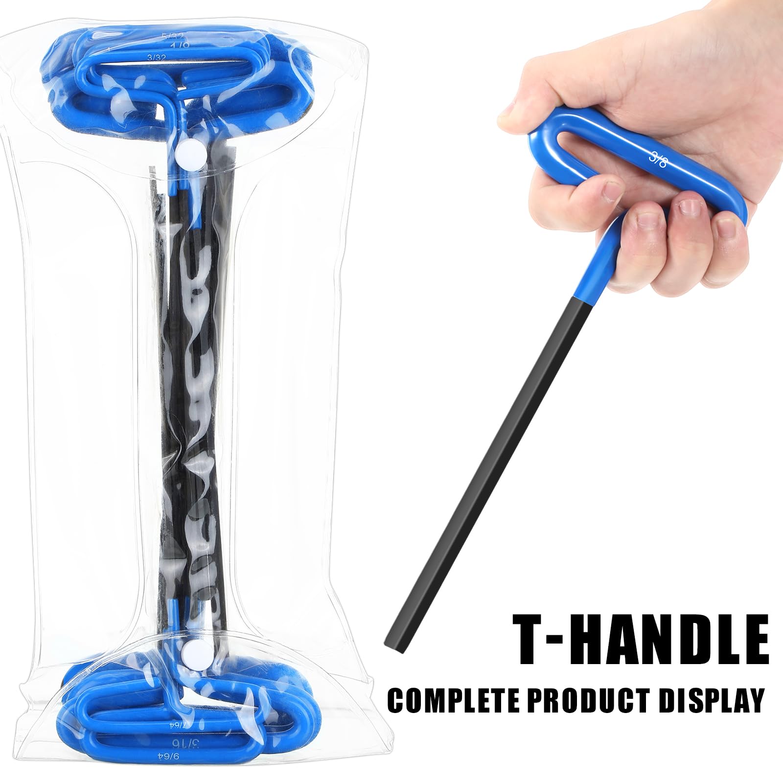Honoson blue T-handle hex key 5/32 inch rust-resistant handle