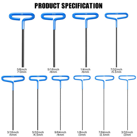Honoson blue T-handle hex key 7/64 with ergonomic grip for bike repairs
