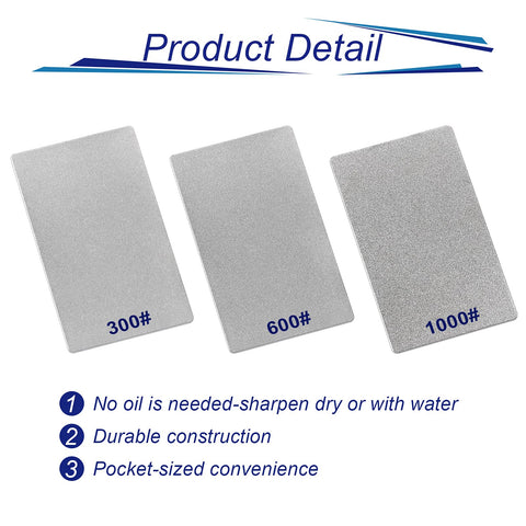 Honoson credit-card diamond sharpener 1000 mesh for polishing the edge.