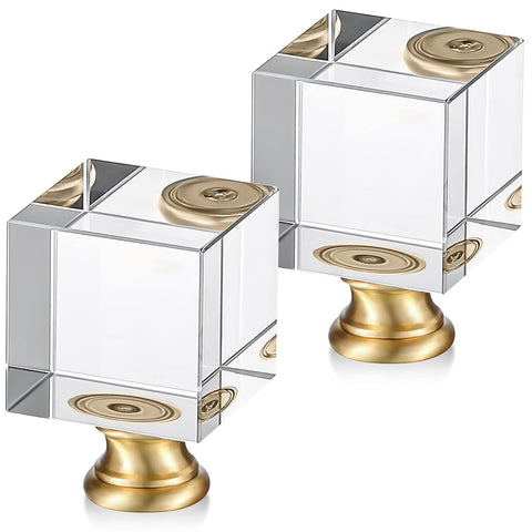 Honoson cube crystal finial with gold base adds subtle luxury to lamps