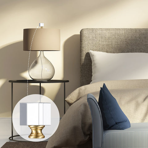 Honoson cube crystal finial enhances bedroom lamp aesthetics