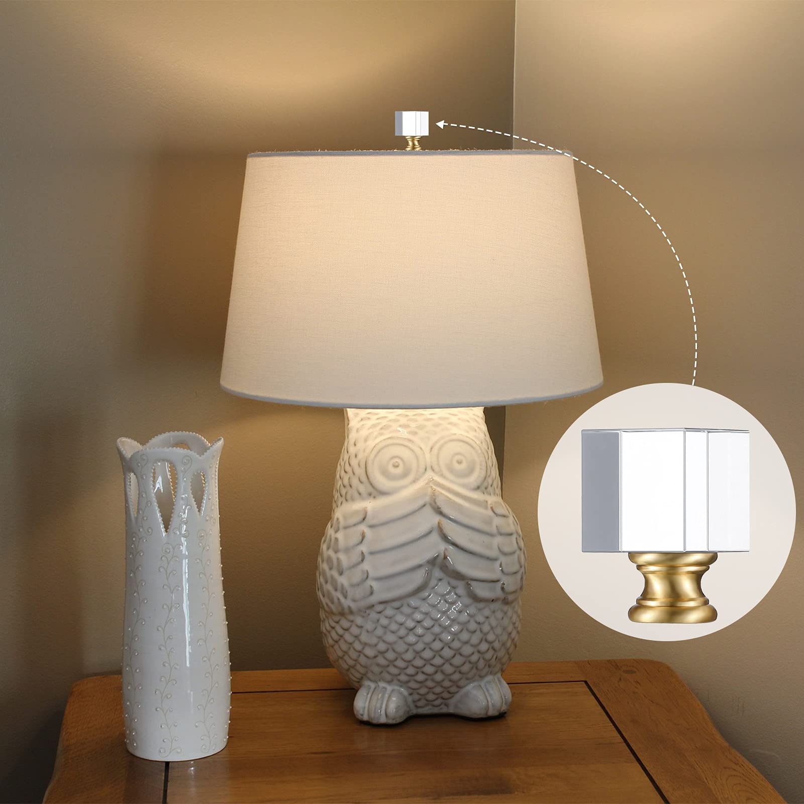 Honoson crystal finial decorates shade area for elevated living room look