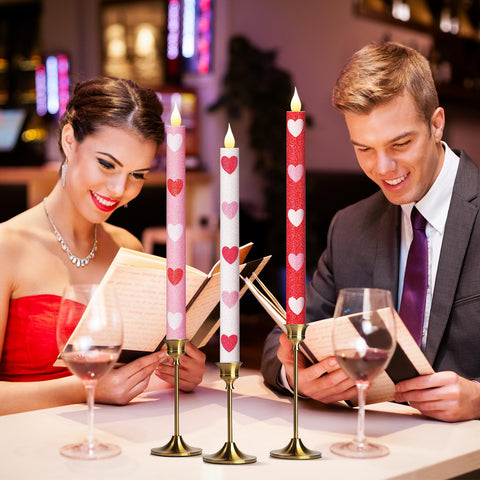 Honoson heart glitter taper candle enhances romantic lighting