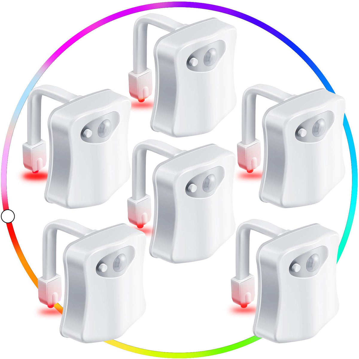 Honoson toilet night light 6-pack front view for safe nighttime use