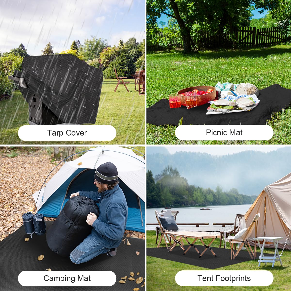 Honsaifau tarp folded compactly for storage and travel.