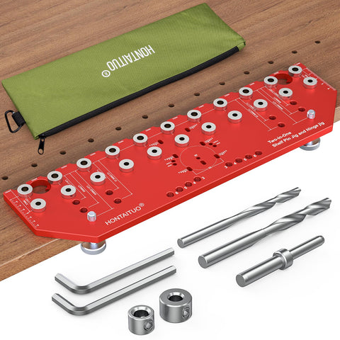 HONTAITUO 11-hole shelf pin jig in use showing fast, neat hole alignment for shelves