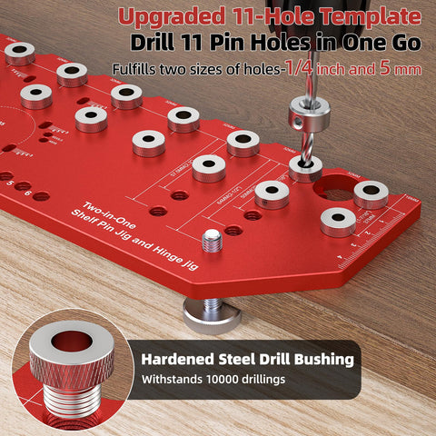 HONTAITUO 2-in-1 jig demonstrates easy switch between shelf pin and hinge drilling