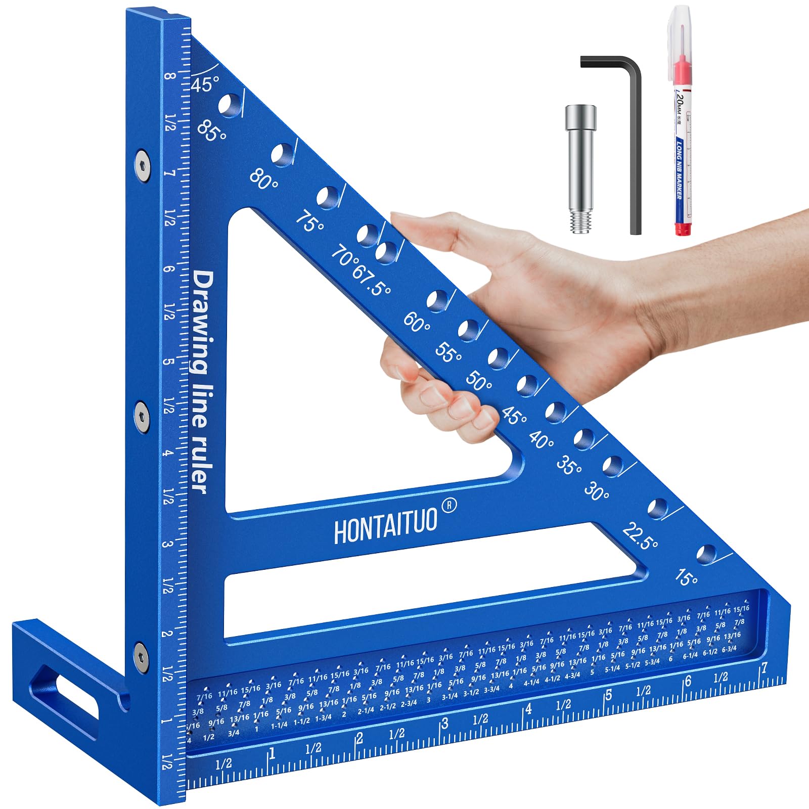 HONTAITUO 8.5-inch carpenter square for multi-angle marking on wood