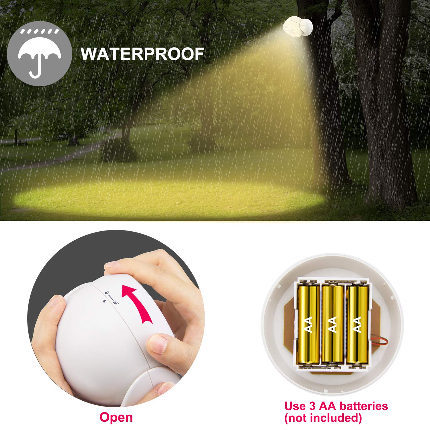 HONWELL battery-operated-light installs without wiring for flexible placement.