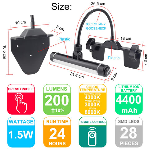 HONWELL picture light 360° neck enables precise angle for portraits and frames