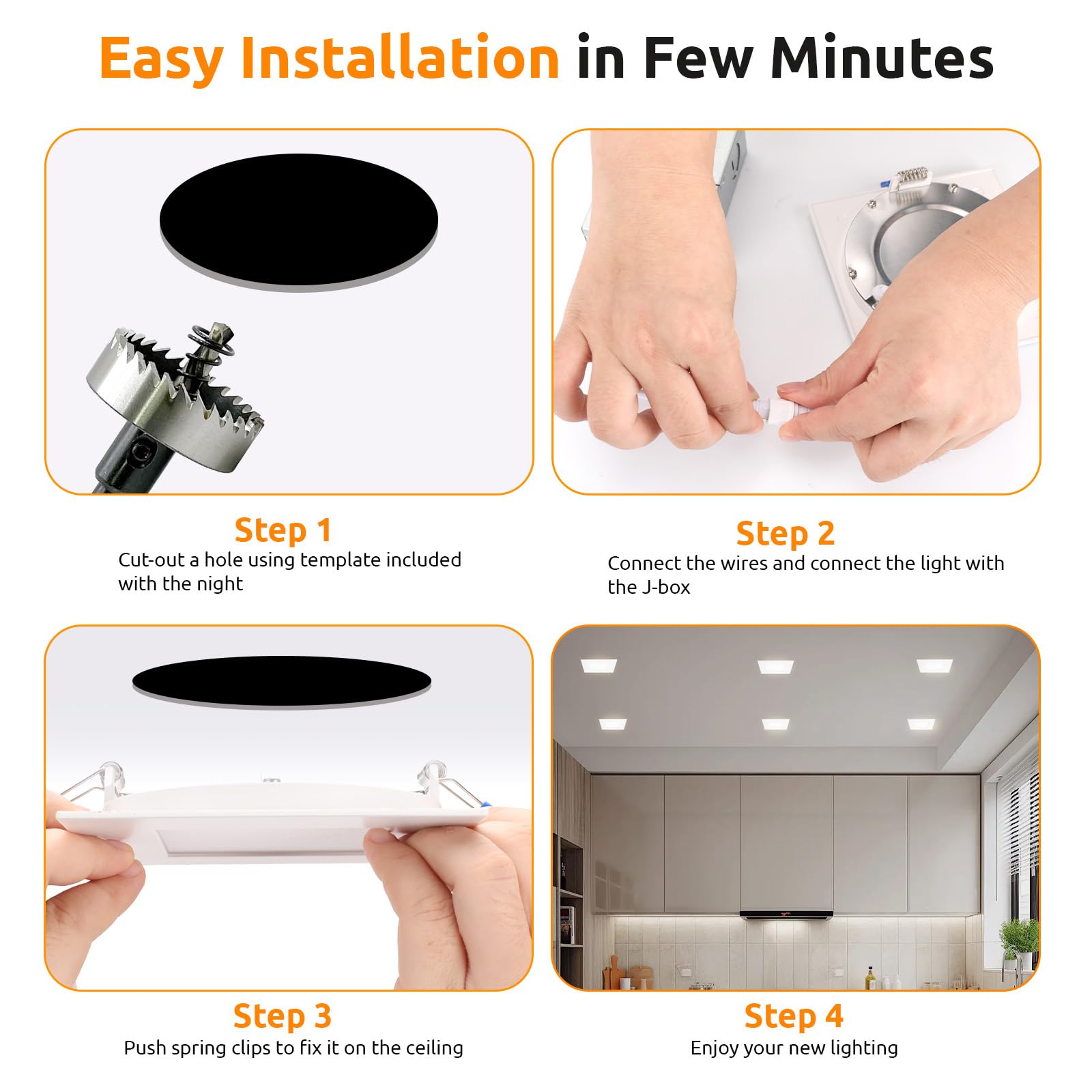 HONZIN 12-pack square LED lighting for ceilings