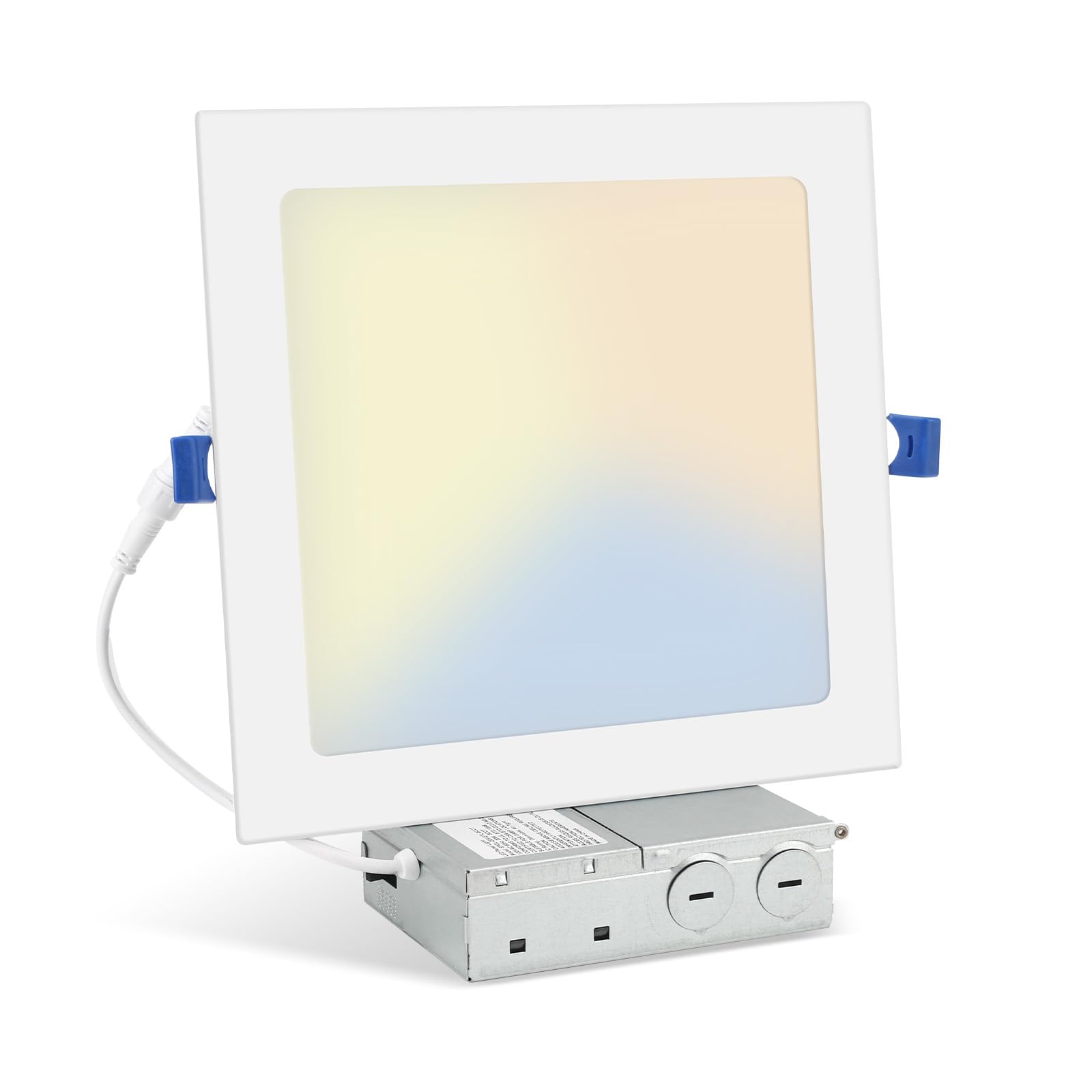 HONZIN 8in square LED recessed light showing the precise square cut for a modern ceiling