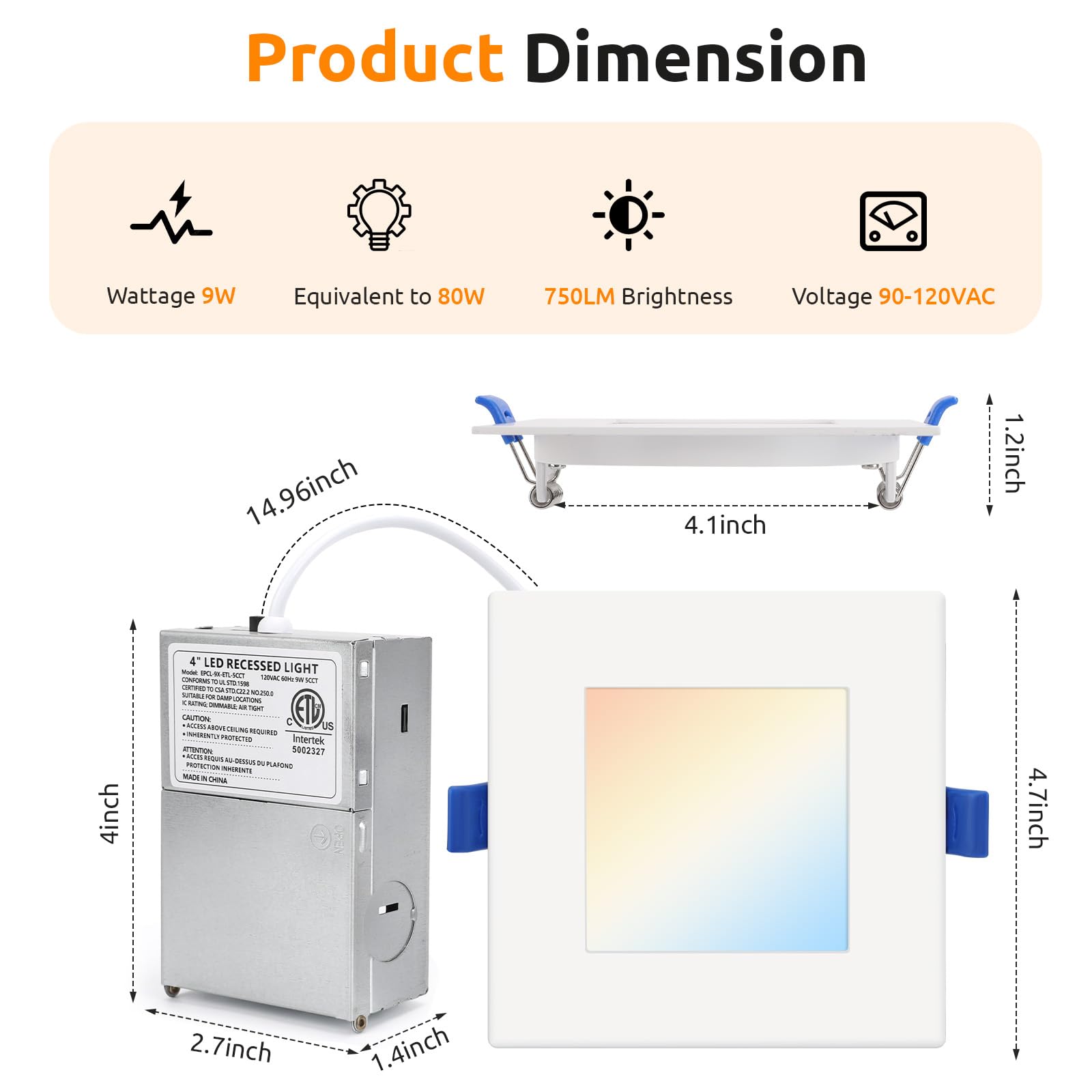 HONZIN recessed LED rated for 54,000 hours of life