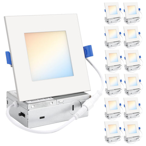 HONZIN square LED recessed light in ceiling with modern 4-inch trim